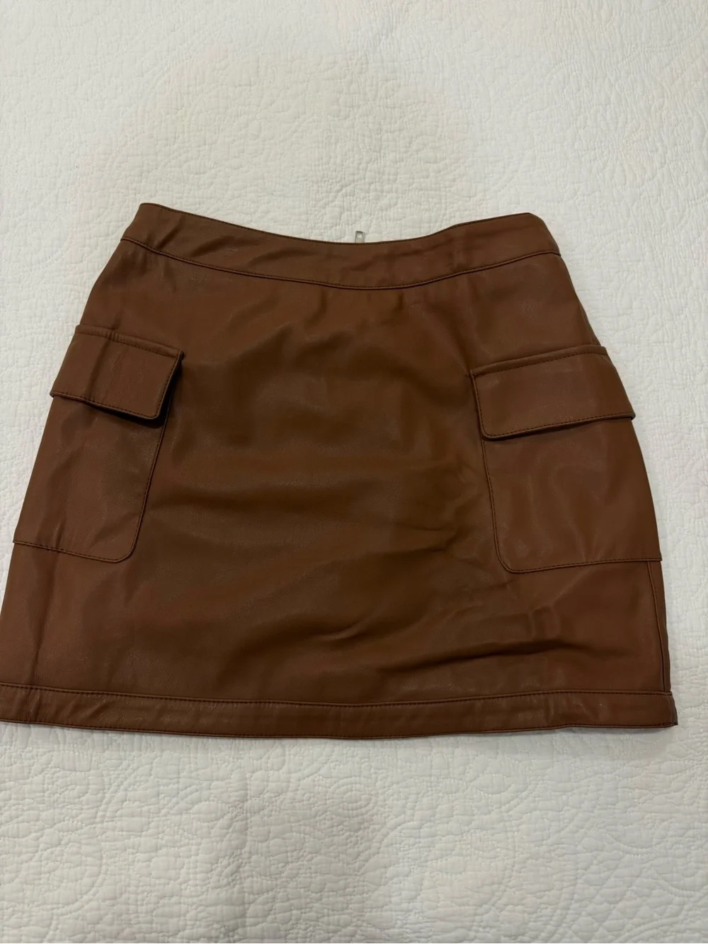 Forever 21 Brown Faux Leather Cargo Pocket Mini Skirt